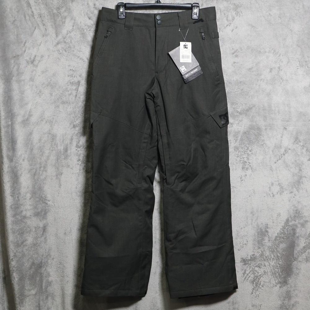 DC Snow Pants Mens Medium Olive Green Softshell Waterproof Snowboard Ski EXOTEX